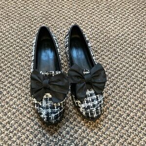 ASOS  tweed loafers with bow